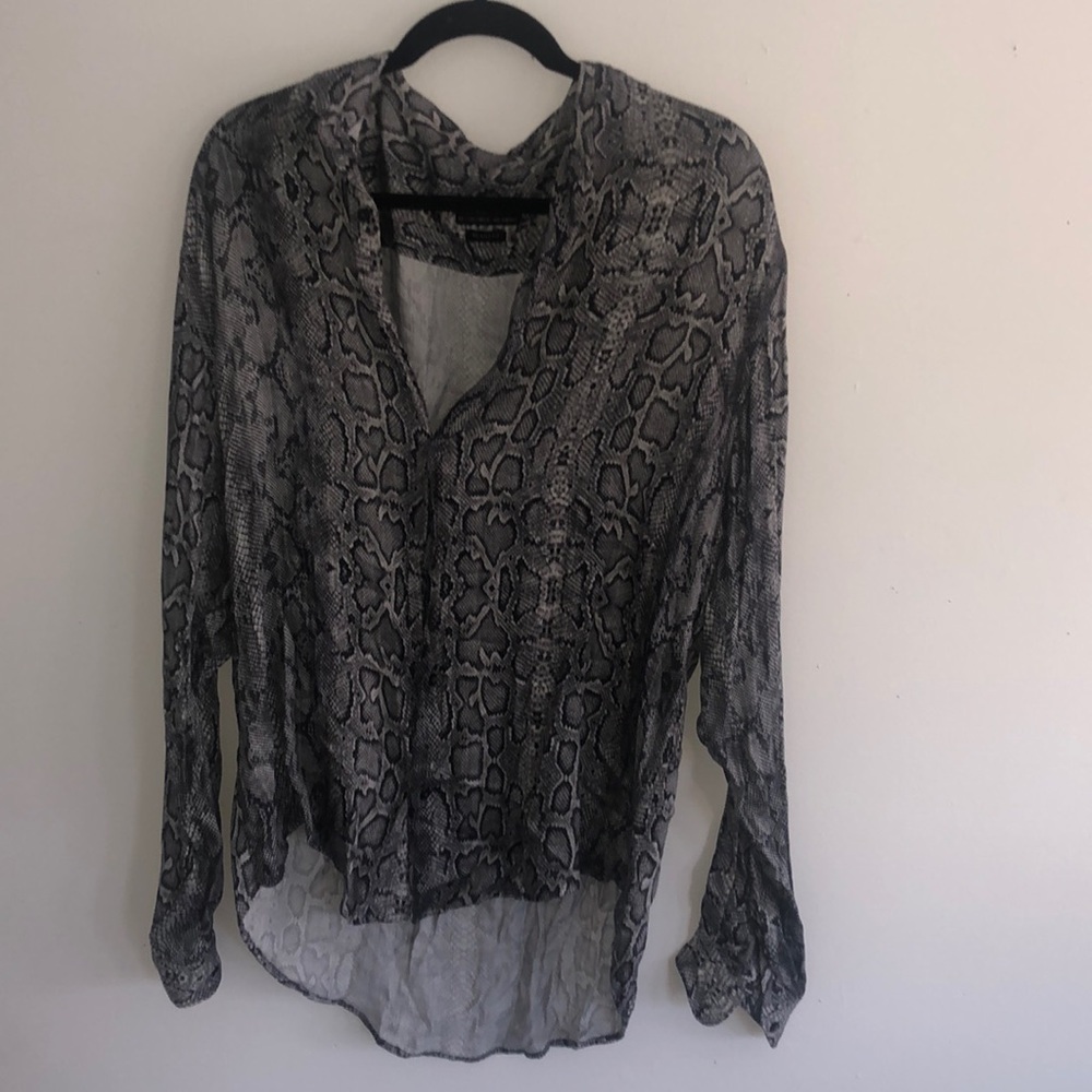 Zara Snakeskin Long-sleeve Buttondown